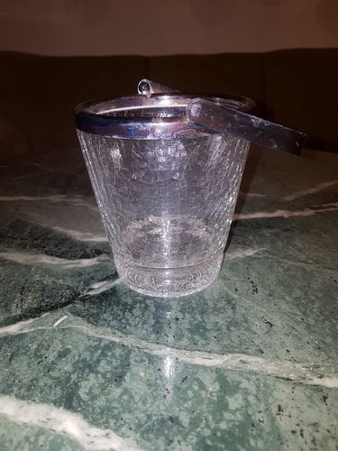 Vintage Eiswürfelbehälter Eiskühler Glas in Bruchglas 60er